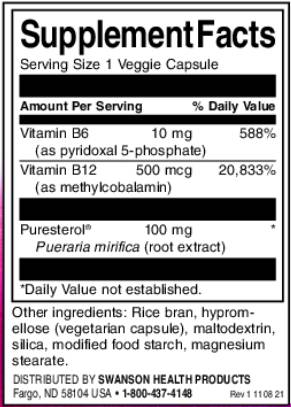 Pueraria mirifica - Puresterol® | С витамин В6 и В -12 - 60 капсули
