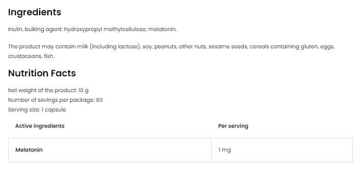 Мелатонин 1 mg - 60 капсули