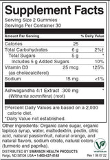 Ashwagandha Gummies с витамин D | Пасирани плодове оранжеви 60 дъвчащи таблетки
