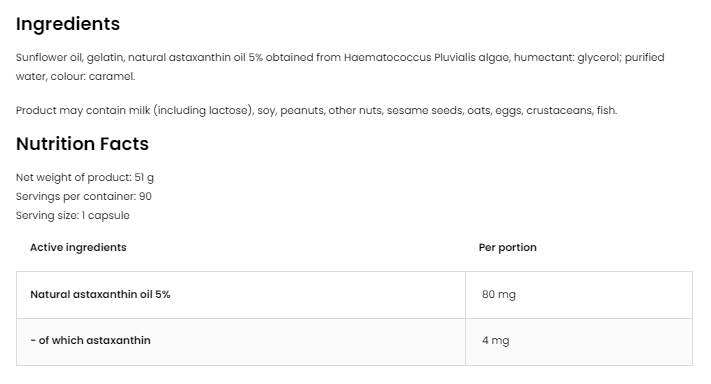 Астаксантин Форте 4 mg 90 гел капсули
