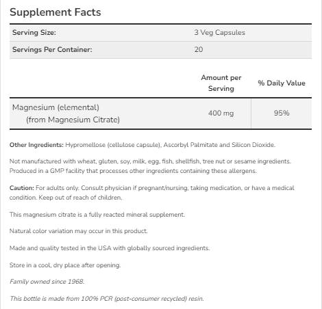 Магнезиев цитрат 400 mg - 120 капсули