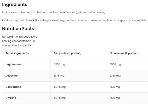 BCAA + глутамин 5500 mg - 150 капсули