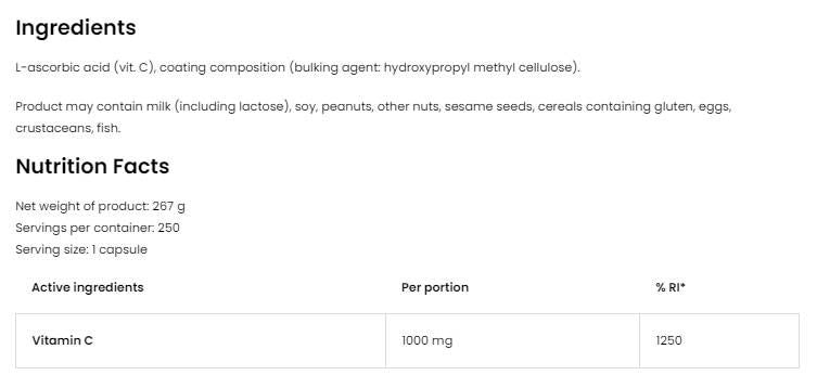 Витамин С 1000 mg - 250 капсули