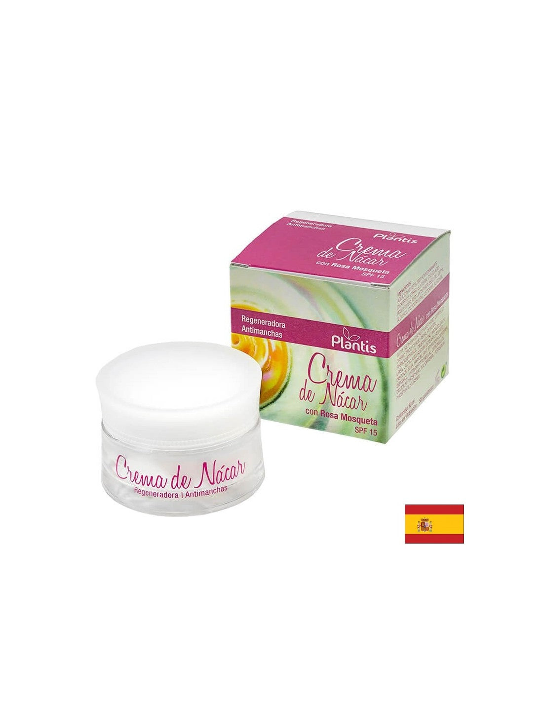 Крем за лице с шипки и перлен прах (защитен фактор 15) - Crema de Nácar con Rosa Mosqueta SPF 15 Plantis®, 50 ml Arte<tc>san</tc>ia