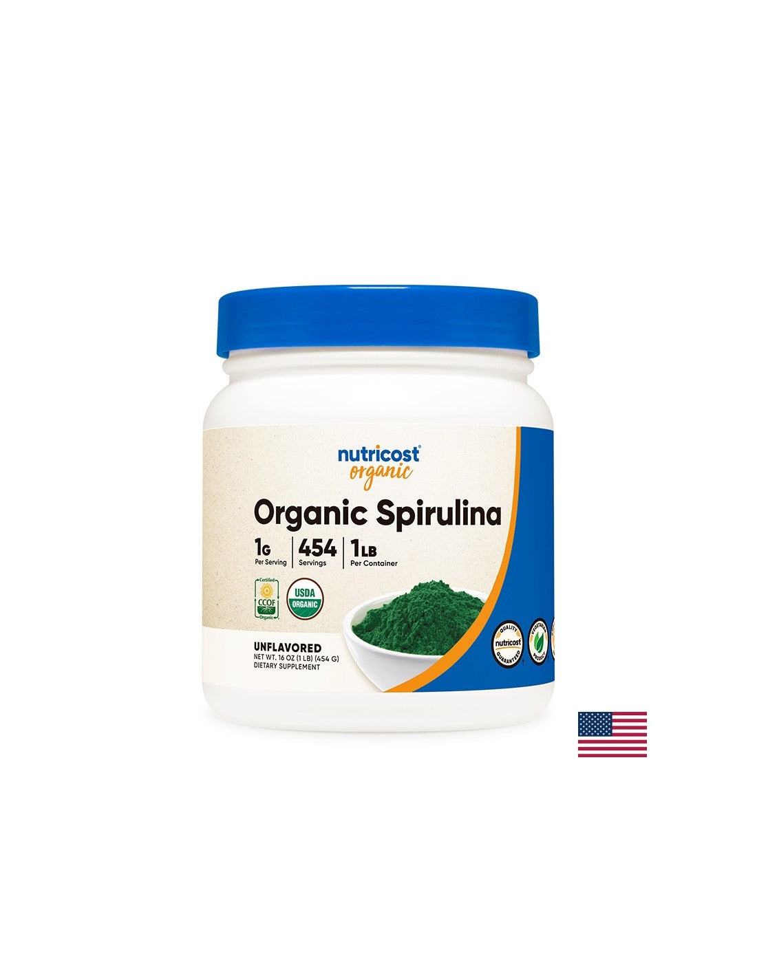 Детоксикация и имунитет - Спирулина Органик, 454 гр <tc>Nutricost</tc> прах