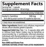 Най-добър ацетил-L-карнитин 500 mg-60 капсули