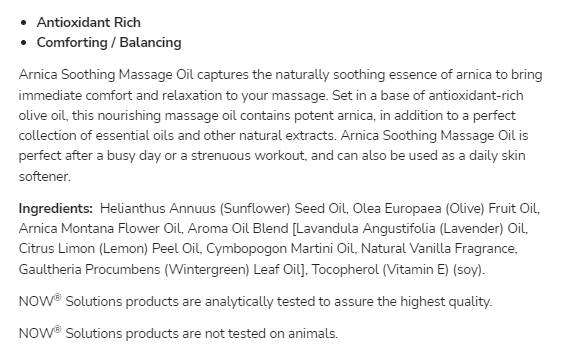 Arnica, успокояващо масажно масло - 237 ml