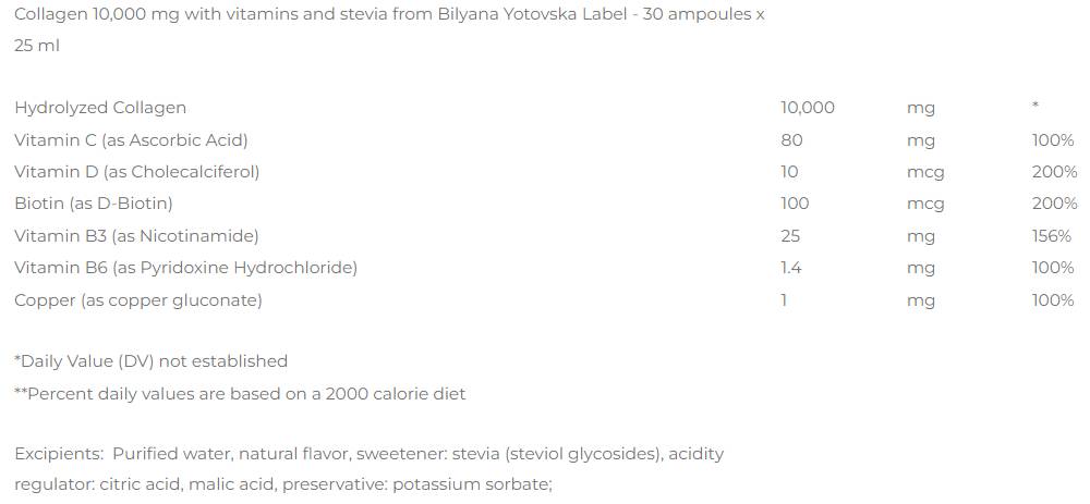 Колаген 10 000 mg + витамини и стевия - 30 х 25 ml