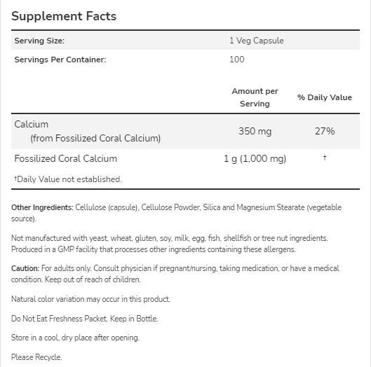 Коралов калций 1000 mg - 250 капсули
