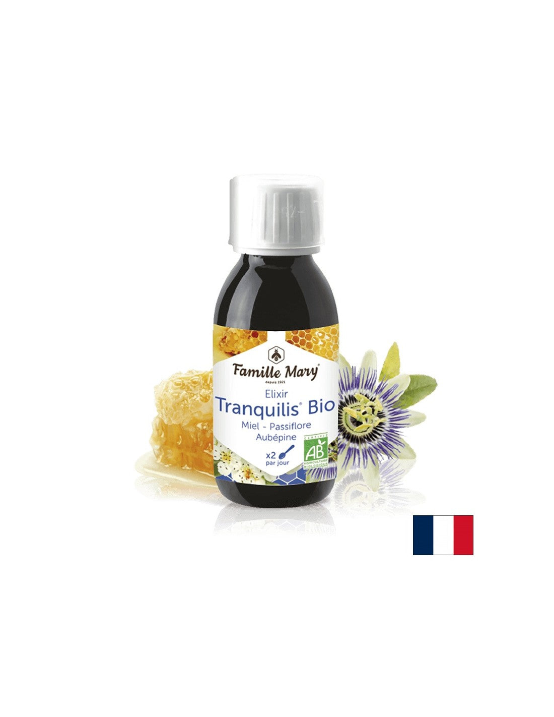 Elixir Tranquilis Bio Miel Passiflore Aubépine / Bio Syrup с пчелен мед, Passionflower, Глог / Спокоен сън, 125 ml Famille Mary