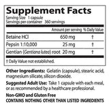 Най -добър Betaine HCl 650 mg / с Pepsin & Gentian Bitters - 360 капсули