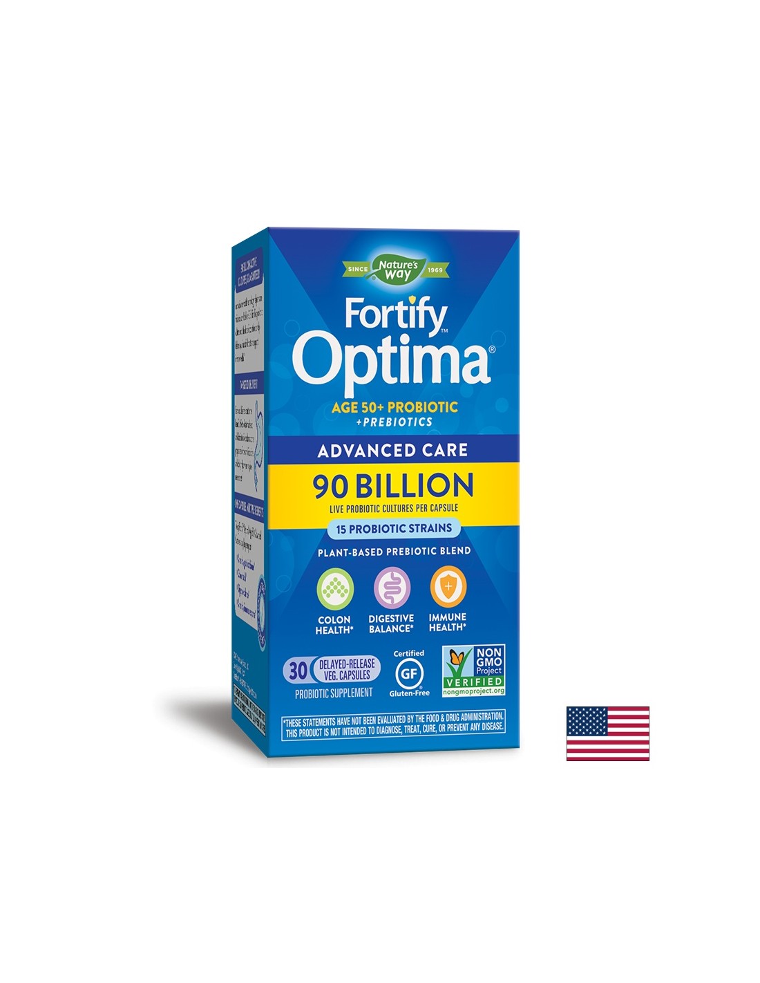 Fortify Optima® Advanced Care Age 50+ Fortify Optima Пробиотик + Пребиотици, 90 милиарда активни пробиотици, 30 капсули Природата на природата