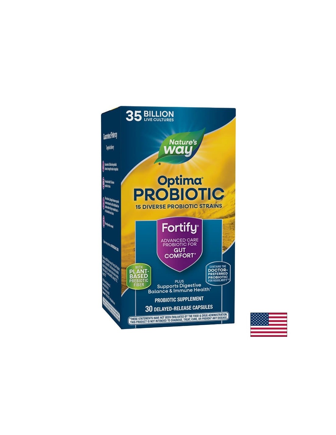 Fortify ™ Optima® Daily Probiotic + Prebiotic - Fortify Optima пробиотик, 35 милиарда активни пробиотици, 30 капсули Природата на природата
