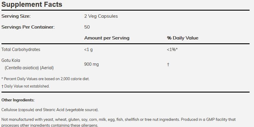 Gotu kola 450 mg - 100 капсули