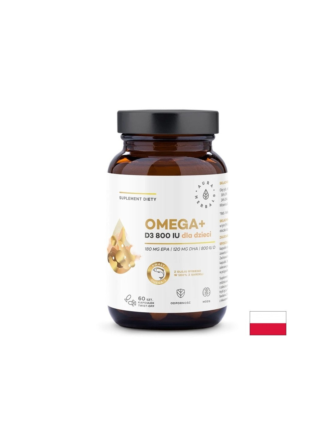 Грижа за мозъка и костите - омега -3 500 mg + витамин D3 800 IU, 60 капсули
