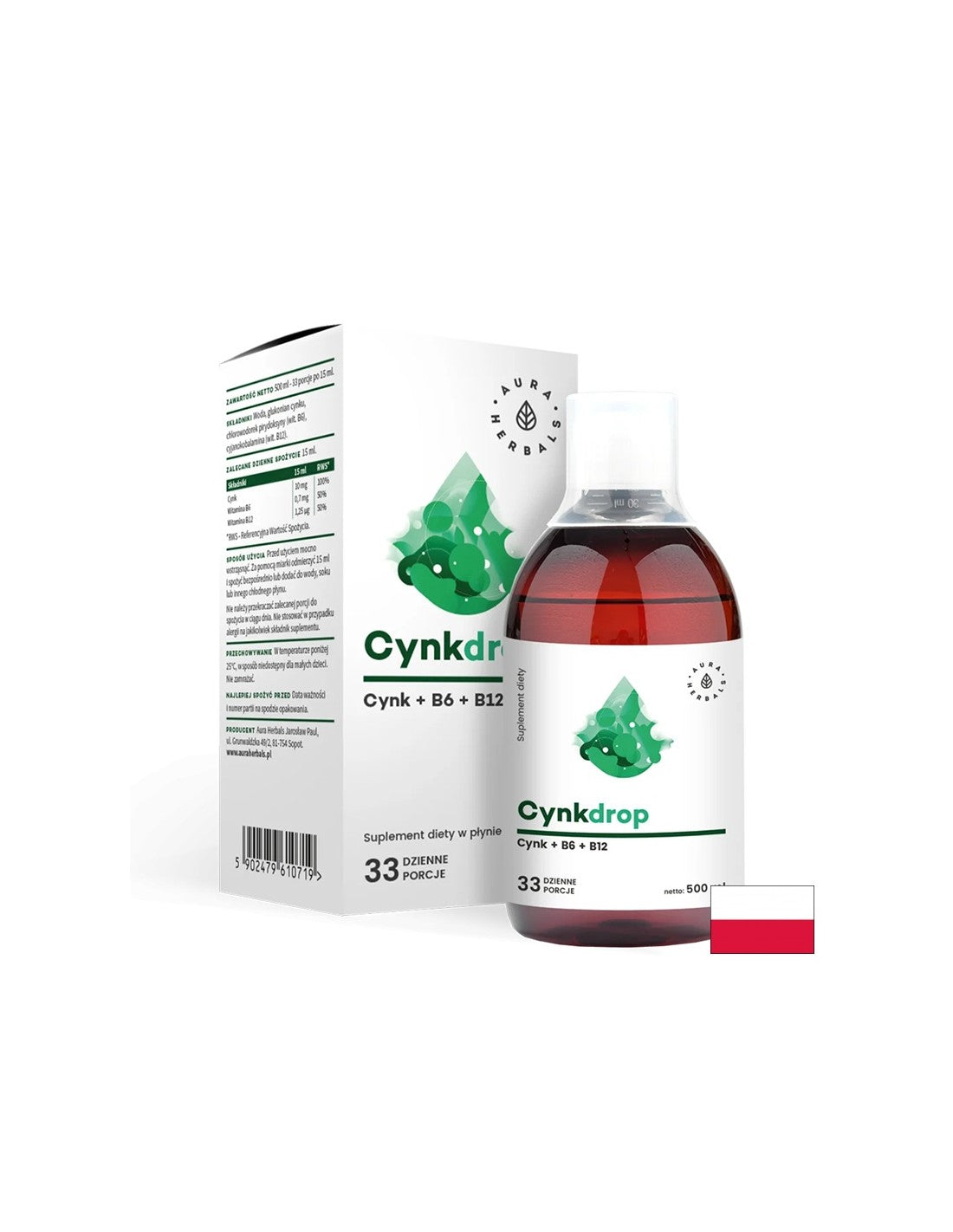 Имунитет и нервна система - Цинк + Витамин В6 и В12, 500 мл <tc>Aura Herbals</tc>