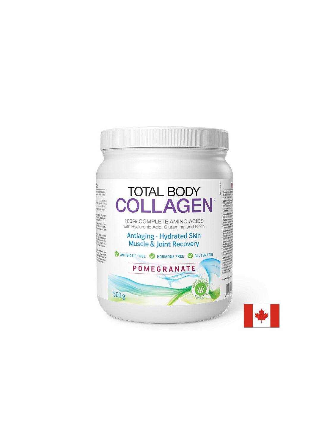 Хидролизиран телешки колаген с хиалуронова киселина, глутамин и биотин - Total Body Collagen, 500 g на прах, вкус на нар <tc>Natural Factors</tc>