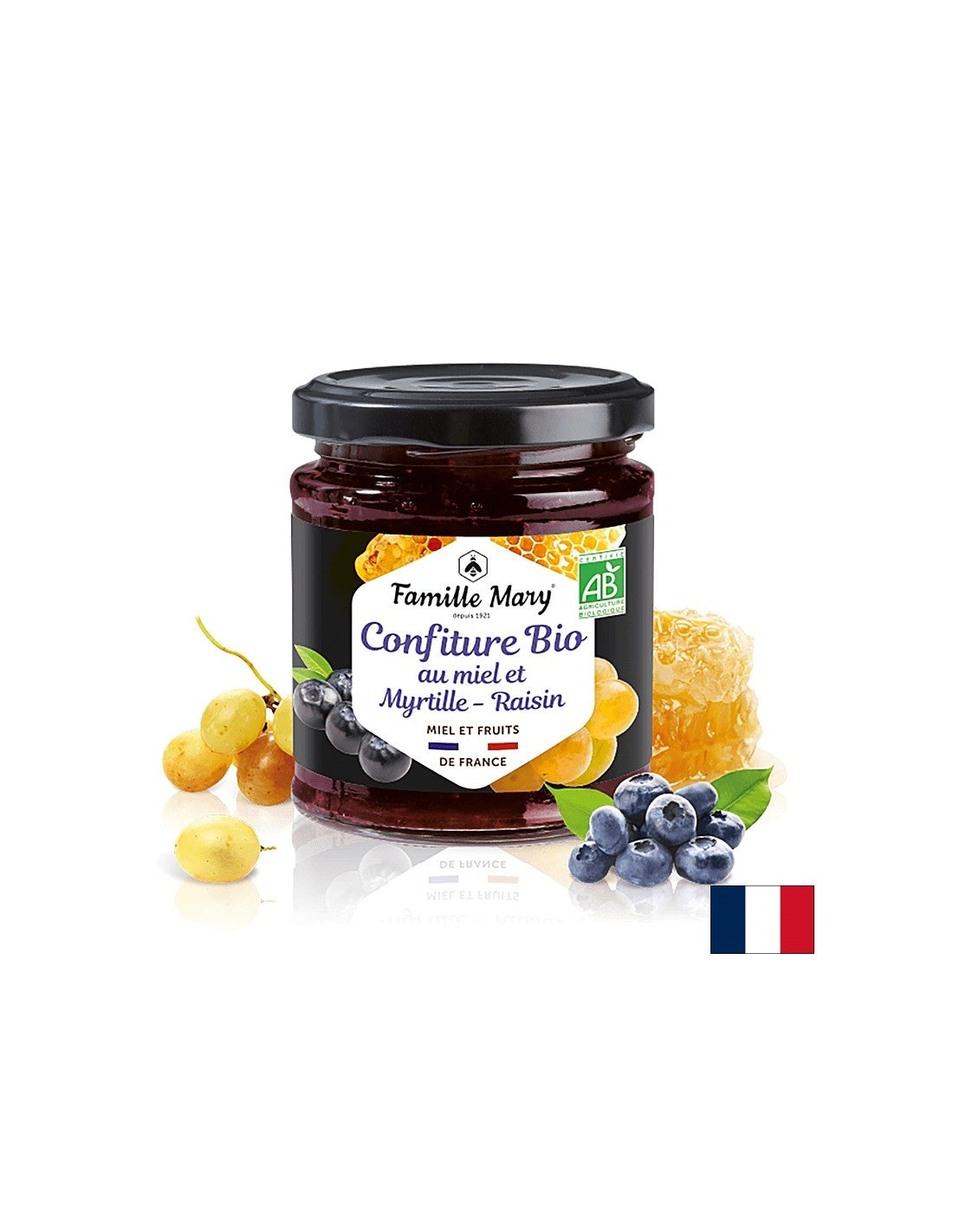 Конфитюр от органичен мед, боровинки и грозде, 220 g