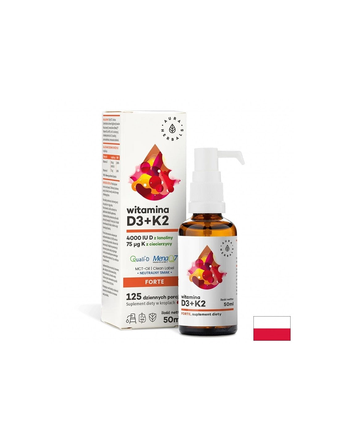 Кости и стави - витамин D3 1000 IU + K2 18,75 µg Forte, 50 ml перорален спрей