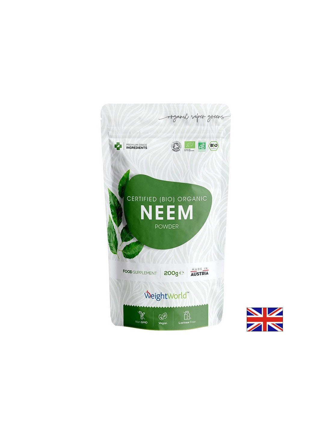 Красива коса и кожа - Neem (Leaf) Organic 2 G, Powder 200 G - Neem