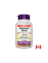 Магнезиев цитрат / С висока абсорбция / 150 mg, 60 капсули <tc>Webber Naturals</tc>