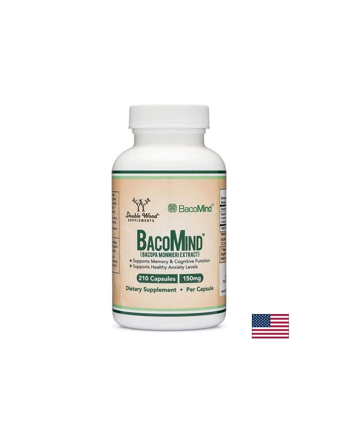 Мозъчна функция - Bacopa Monieri BacoMind™, 210 капсули <tc>Double Wood</tc>