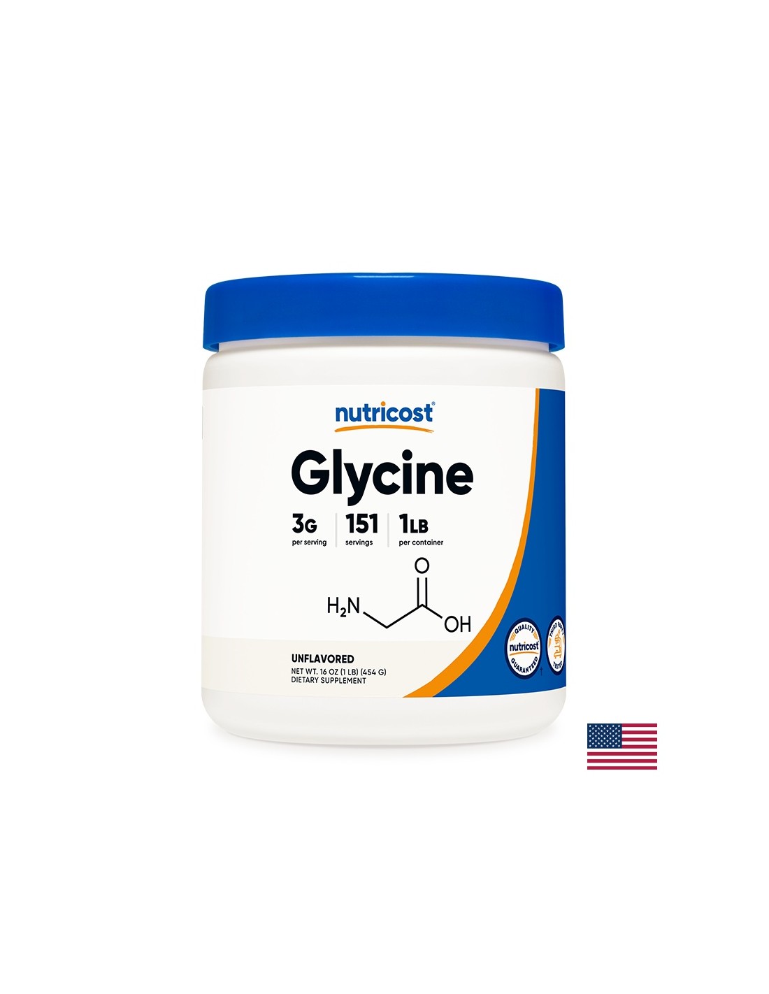 Нервна система и мускулна функция - Glycine, 454g <tc>Nutricost</tc> Прах