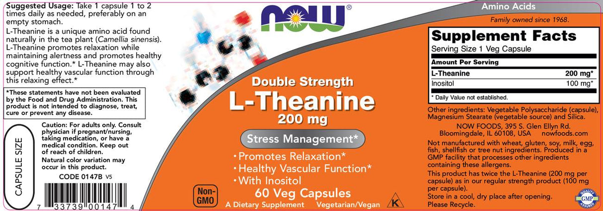 L -теанин 200 mg / двойна якост - 120 капсули