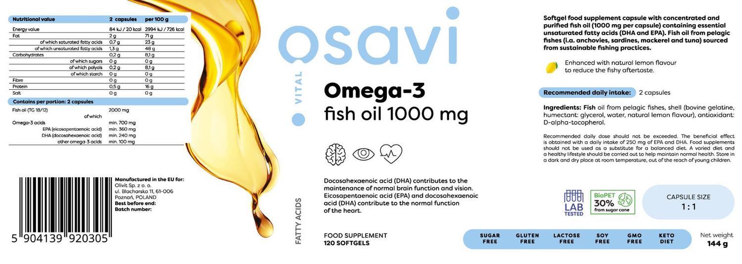 Omega 3 рибено масло 1000 mg / аромат на лимон - 120 гел капсули