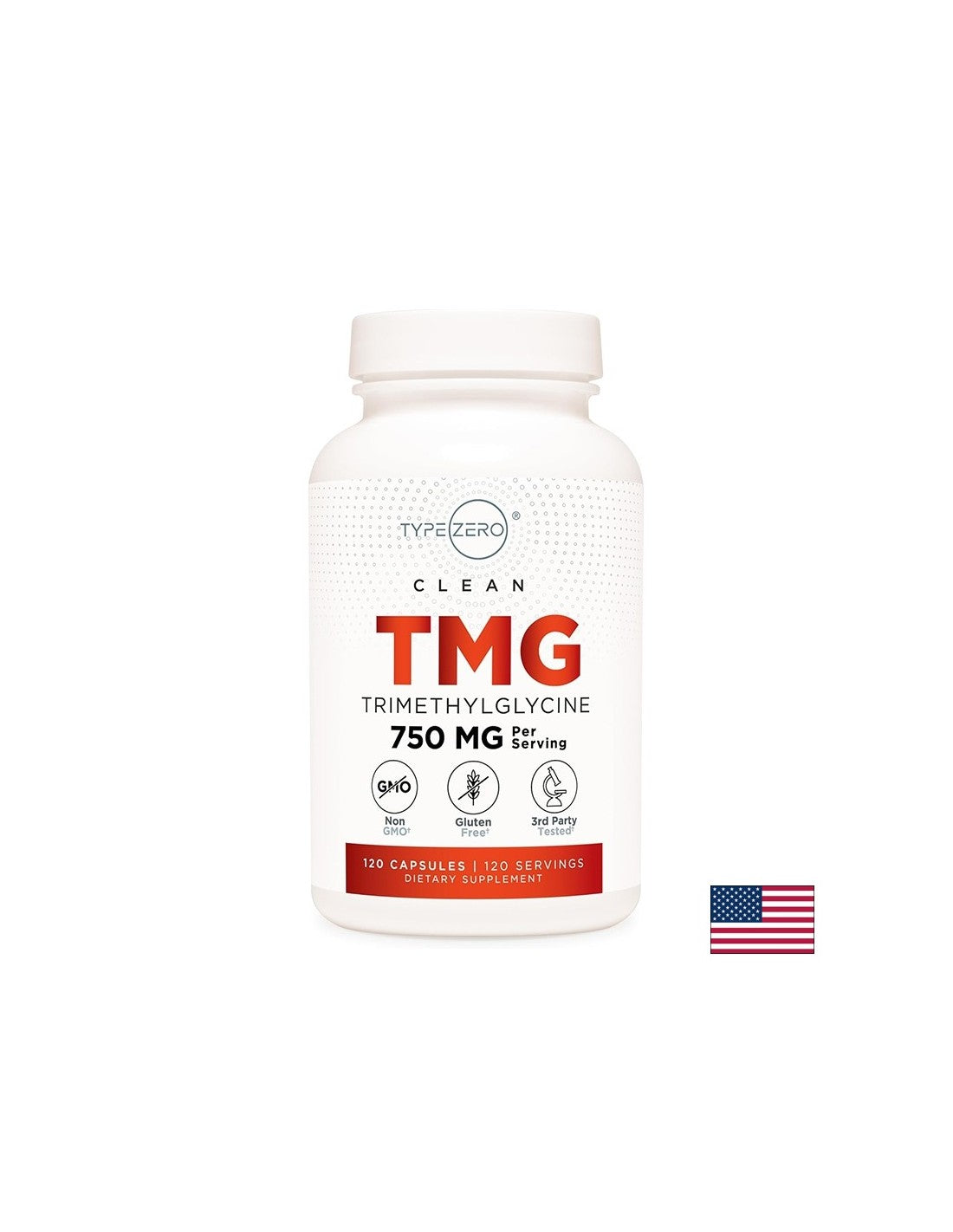 Поддържа нормални нива на хомоцистеин - TMG (триметил глицин) Typezero ™, 750 mg x 120 капсули