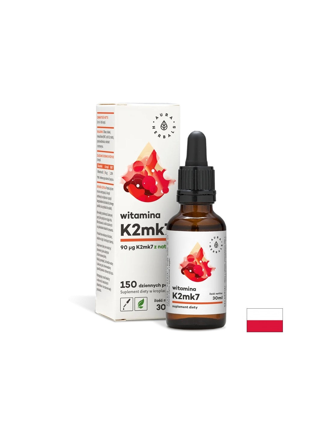 Подобрява костната плътност - Витамин К2 (МК7), 30 мл капки <tc>Aura Herbals</tc>