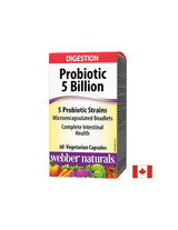 Пробиотик/ Пробиотик 5 щама, 5 милиарда активни пробиотици х 60 капсули <tc>Webber Naturals</tc>