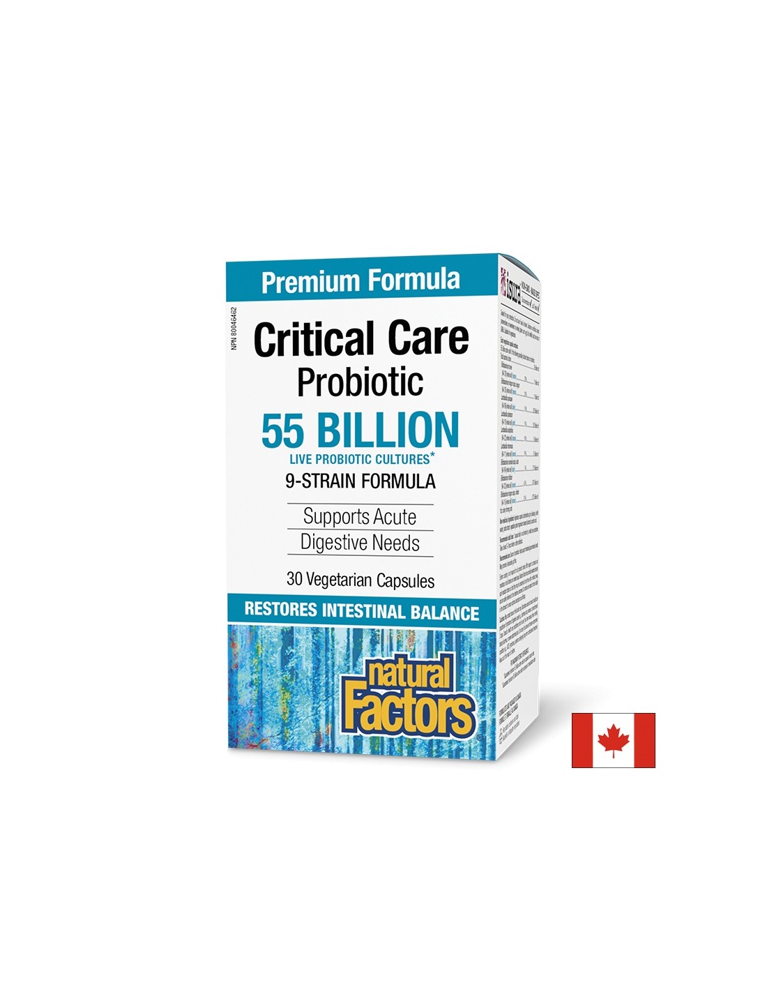 Probiotic - Critical Care Probiotic, 55 милиарда активни пробиотици, формула от 9 щама, 30 V-капсули <tc>Natural Factors</tc>