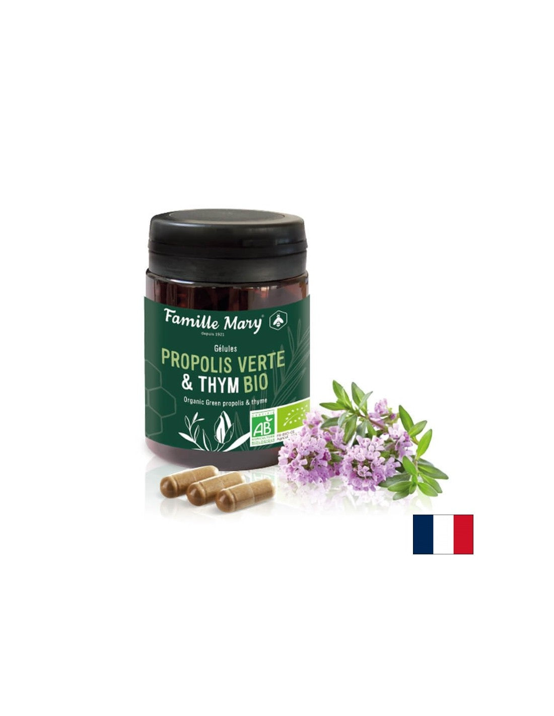 Propolis Verte & Thyme Bio / Green Propolis и мащерка Organic, 60 капсули Famille Mary