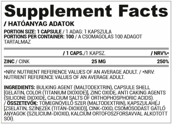 Цинкови капачки | 25 mg цинков оксид - 30 капсули