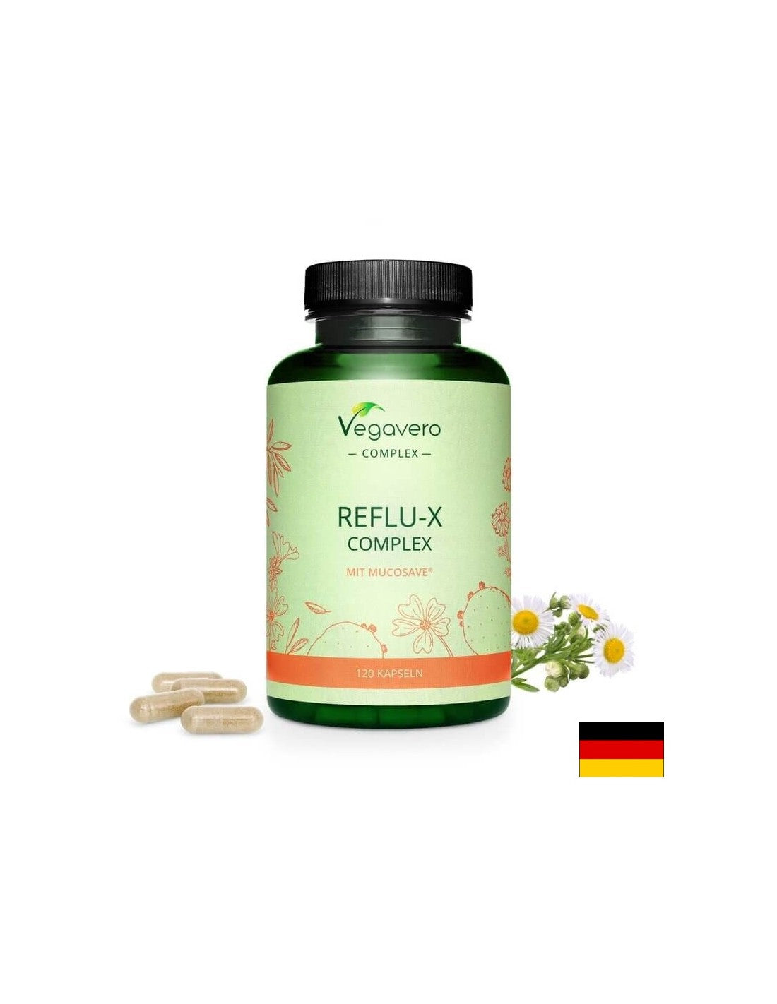 Reflu-X Complex mit Mucosave/ Билкова смес против киселинен рефлукс, 120 капсули, 100% веган <tc>Vegavero</tc>