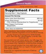 Алфа липоева киселина 600 mg / допълнителна сила - 120 капсули