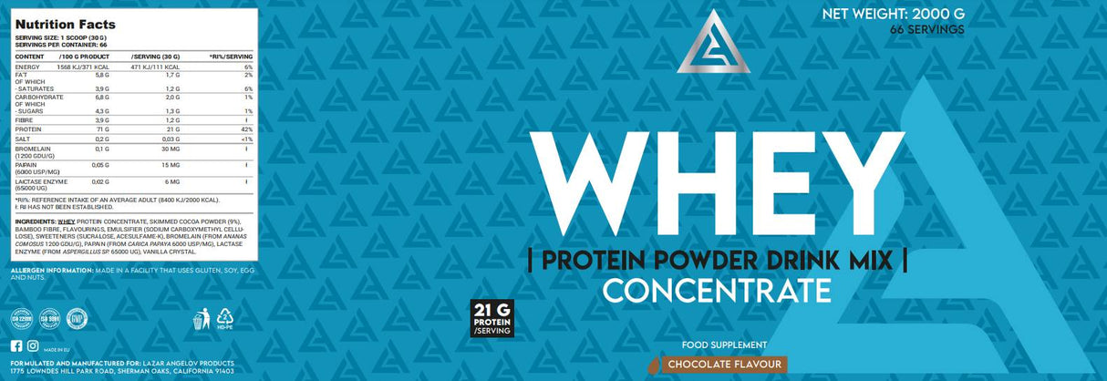 Концентрат на протеина на La Whey | Микс от първокласни напитки - 2000 грама