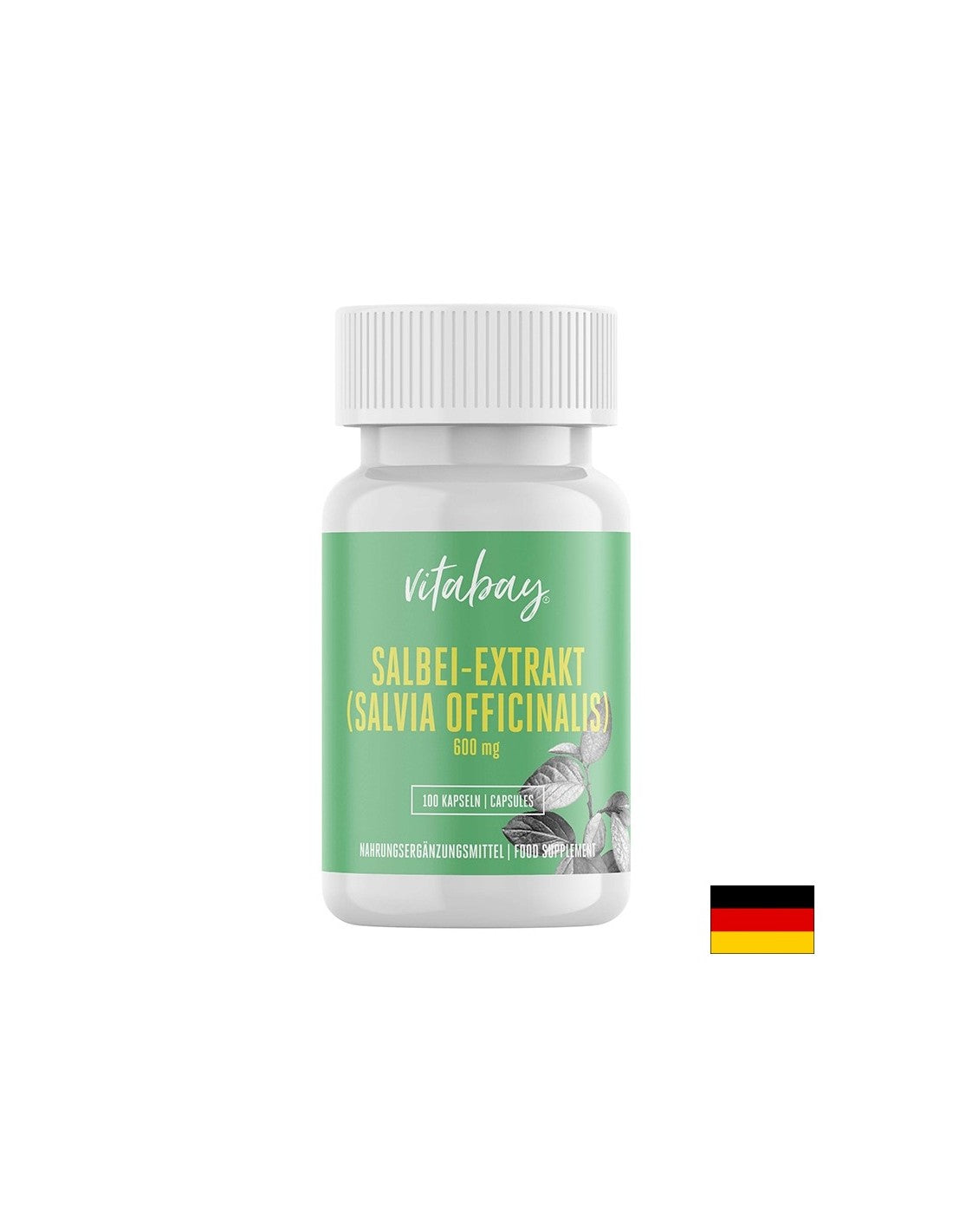 Salbei Extrakt, Sage Leaf - Екстракт от градински чай 600 mg, 100 капсули <tc>Vitabay</tc>