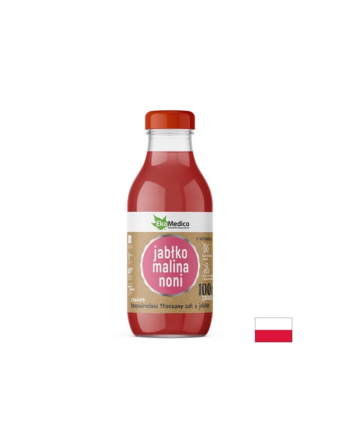 Сок от ябълка, малина и нони - имунитет и добро храносмилане, 300 ml