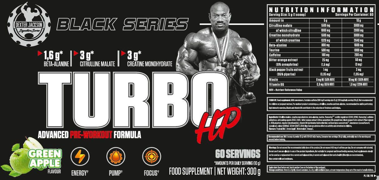 Черна серия | Turbo HP Разширена формула преди тренировка - 300 грама