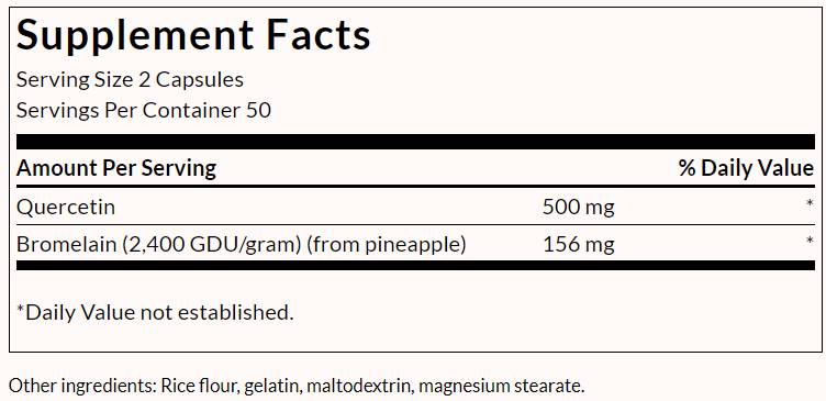 Quercetin & BromeLain - Advanced Formula - 100 капсули