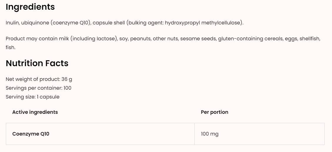 Coq10 / Ubichinon 100 mg 100 капсули