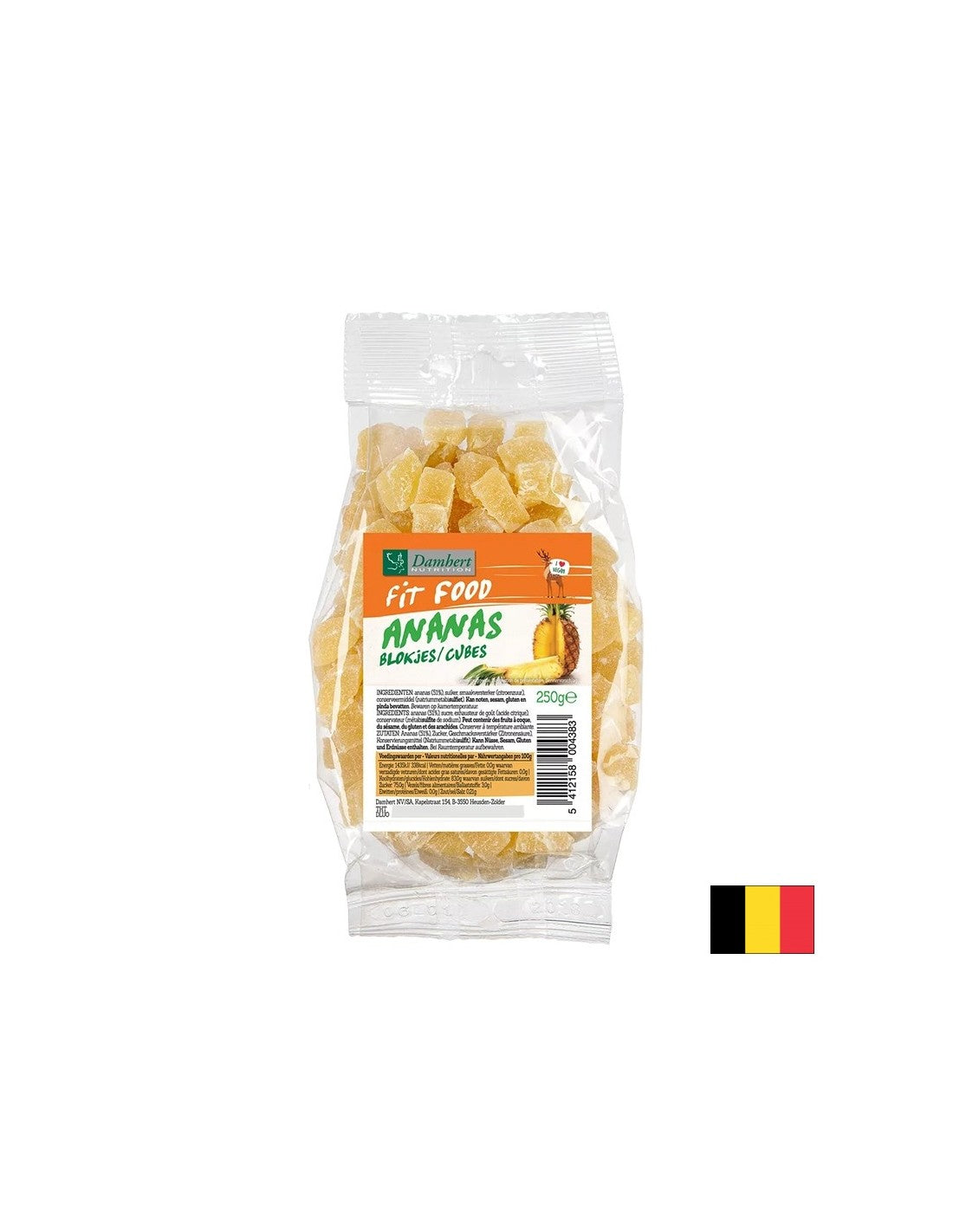 Сушени кубчета за ананас, 250 g