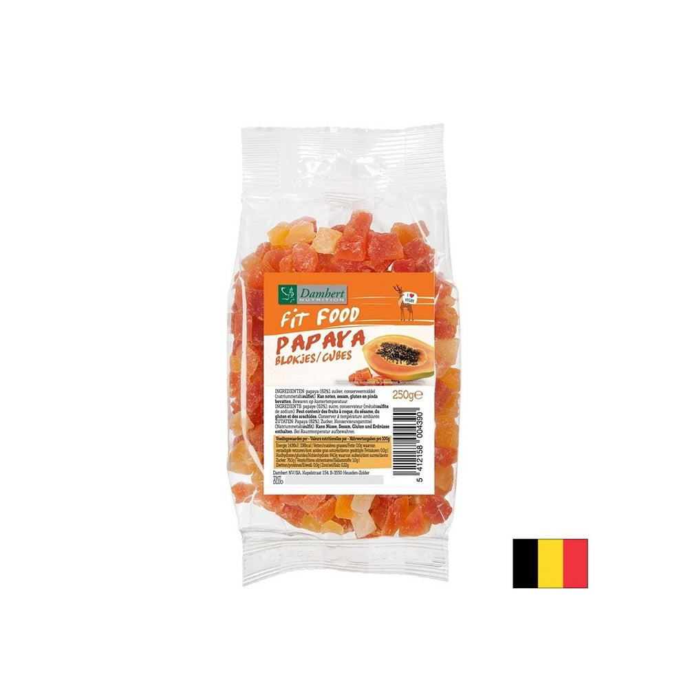 Сушени плодове от папая, нарязани на кубчета, 250 g