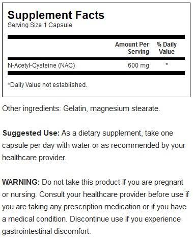 NAC N-ацетил цистеин 600 mg 100 капсули