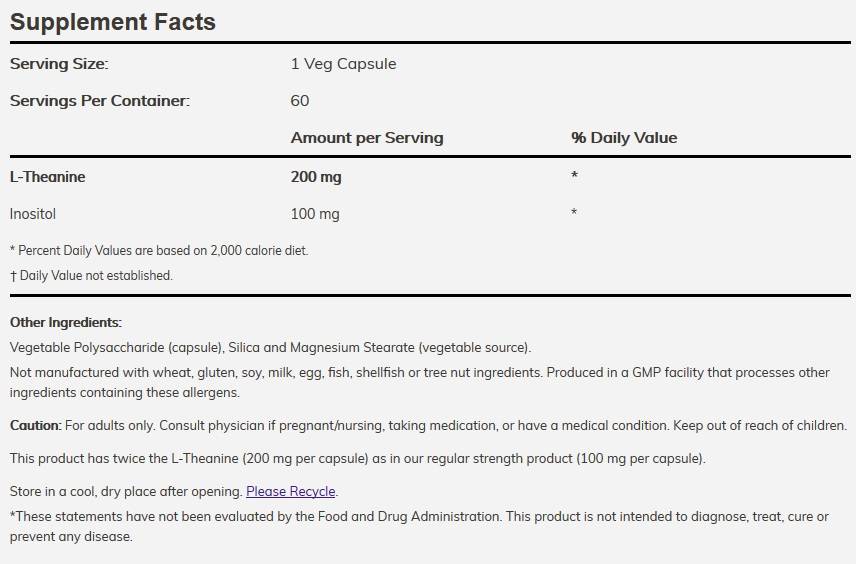 L -теанин 200 mg / двойна якост - 120 капсули