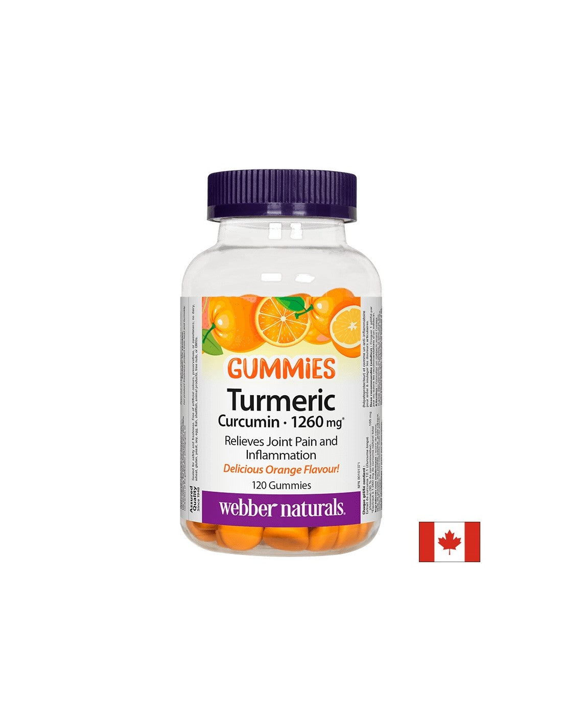Куркума Curcumin Gummies / Куркума, 120 желирани таблетки с вкус на портокал <tc>Webber Naturals</tc>