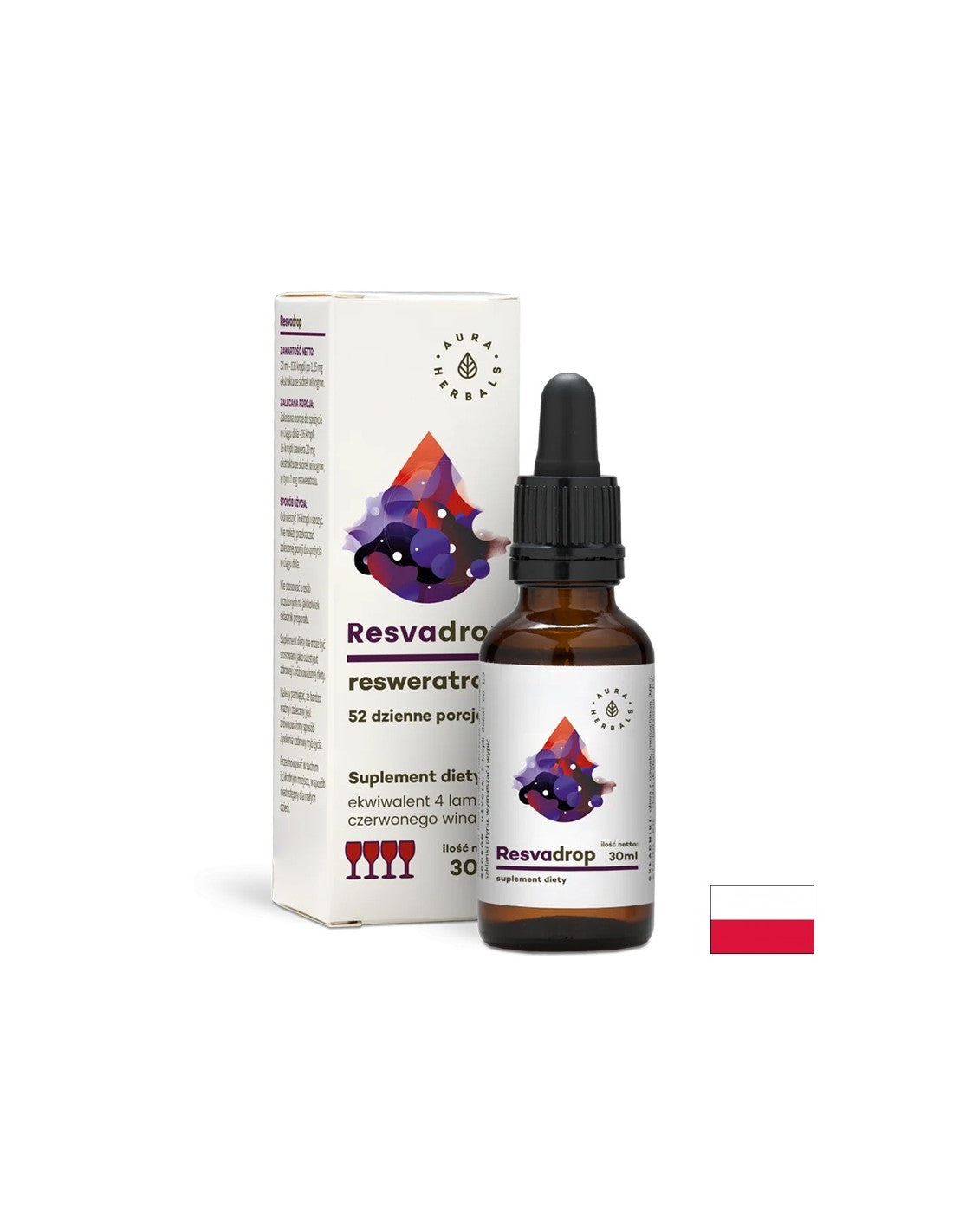 В подкрепа на кръвоносните съдове и сърцето - Resveratrol, 30 ml капки <tc>Aura Herbals</tc>