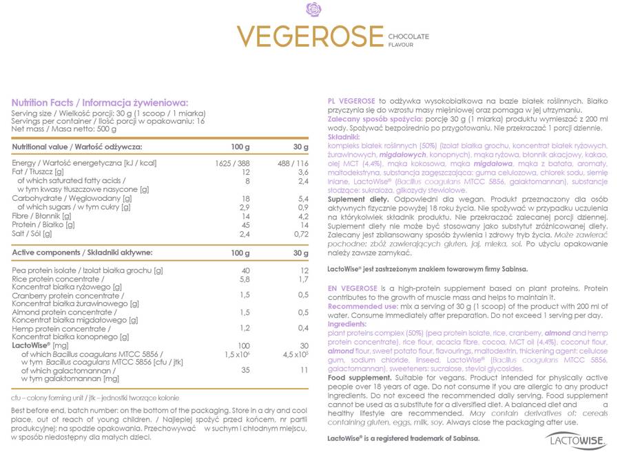 Alldeynn | Vegerose - 5 вегански протеини с MCT & Probiotics - 500 грама